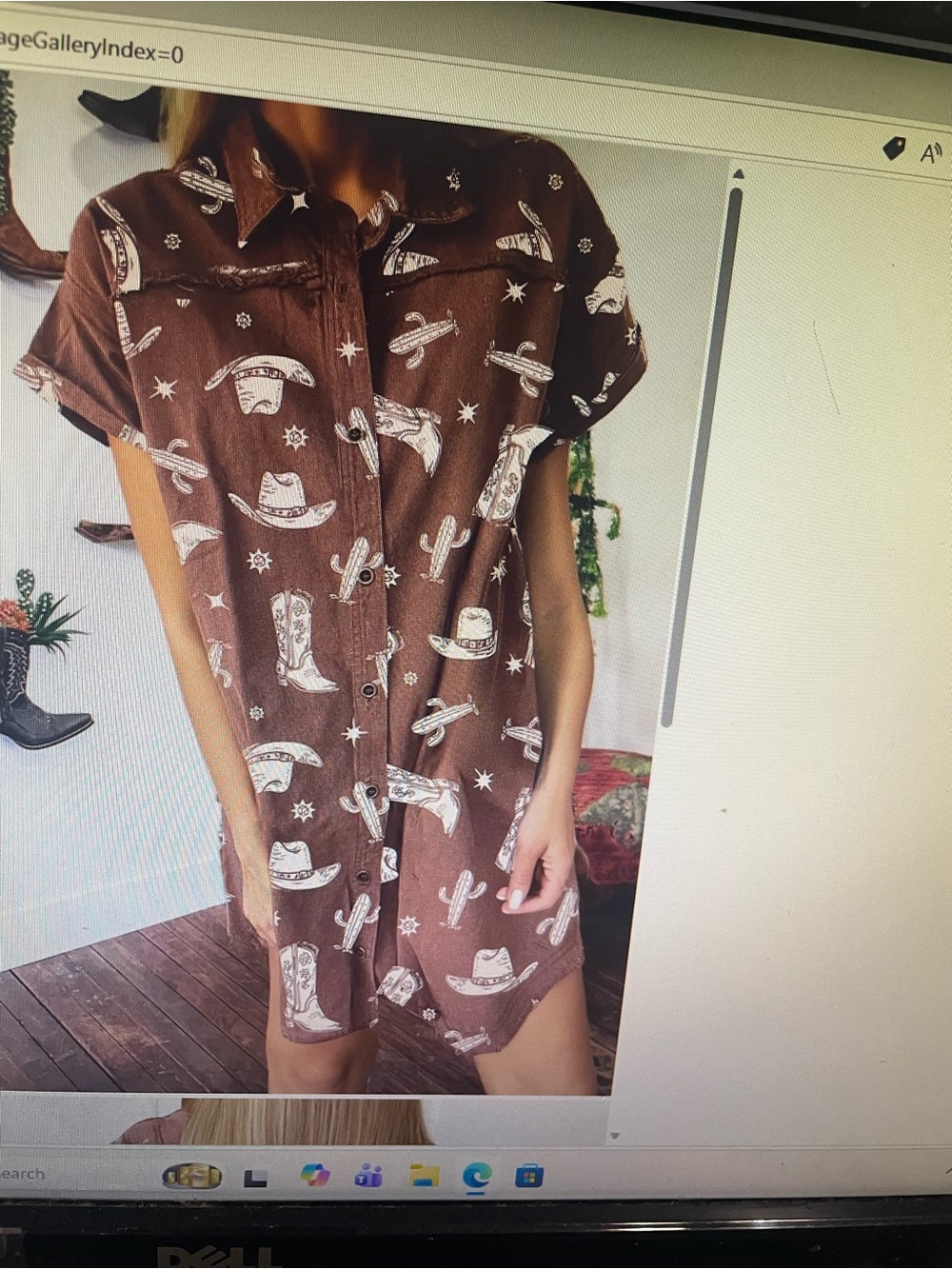 Brown Western-Print Short Sleeve Nightshirt - Women's Sleepwear